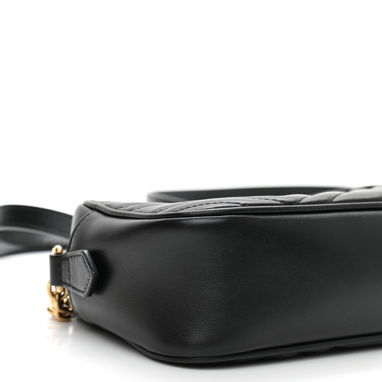 Gucci Calfskin Matelasse Small GG Marmont Chain Shoulder Bag Black 10 of 11
