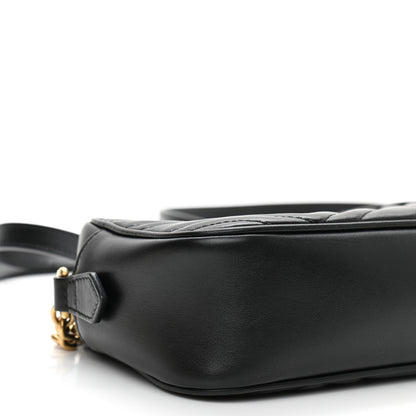 Gucci Calfskin Matelasse Small GG Marmont Chain Shoulder Bag Black 10 of 11
