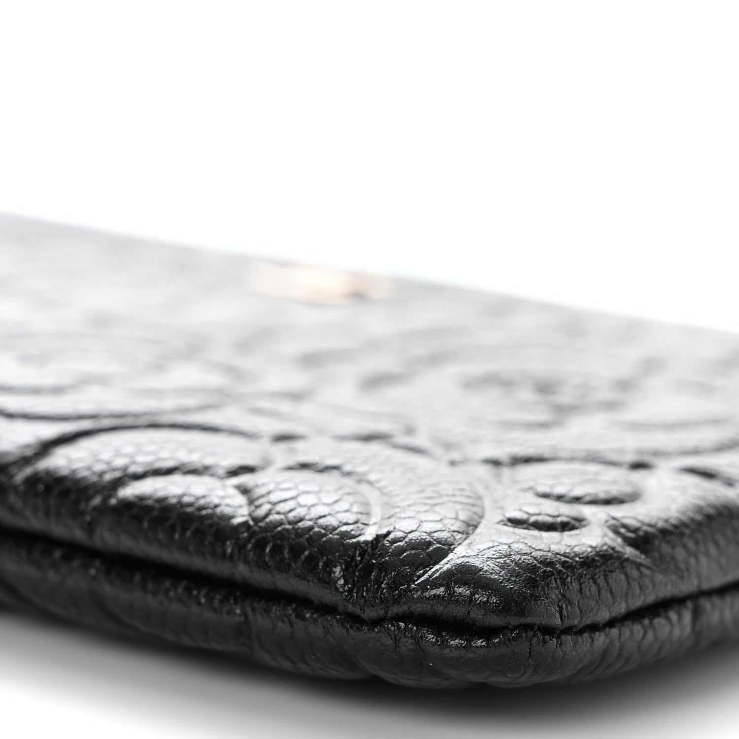 Chanel Caviar Camellia Embossed Small Pouch Black 9 of 10
