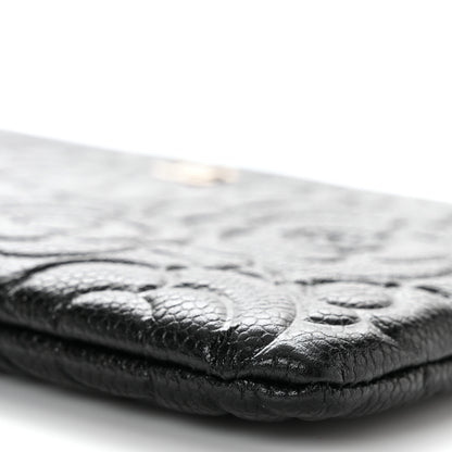 Chanel Caviar Camellia Embossed Small Pouch Black 9 of 10