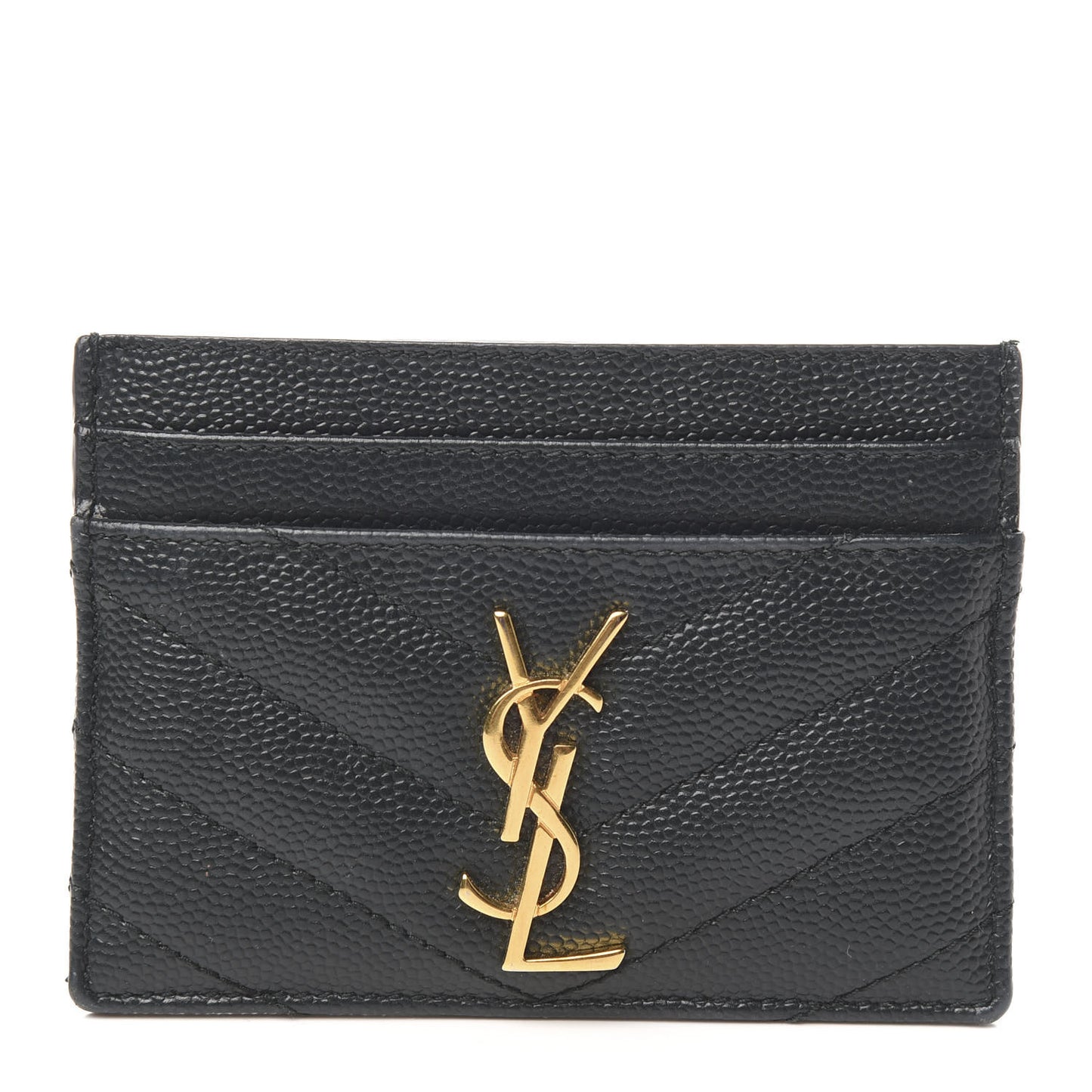 Grain De Poudre Matelasse Chevron Monogram Credit Card Case Black