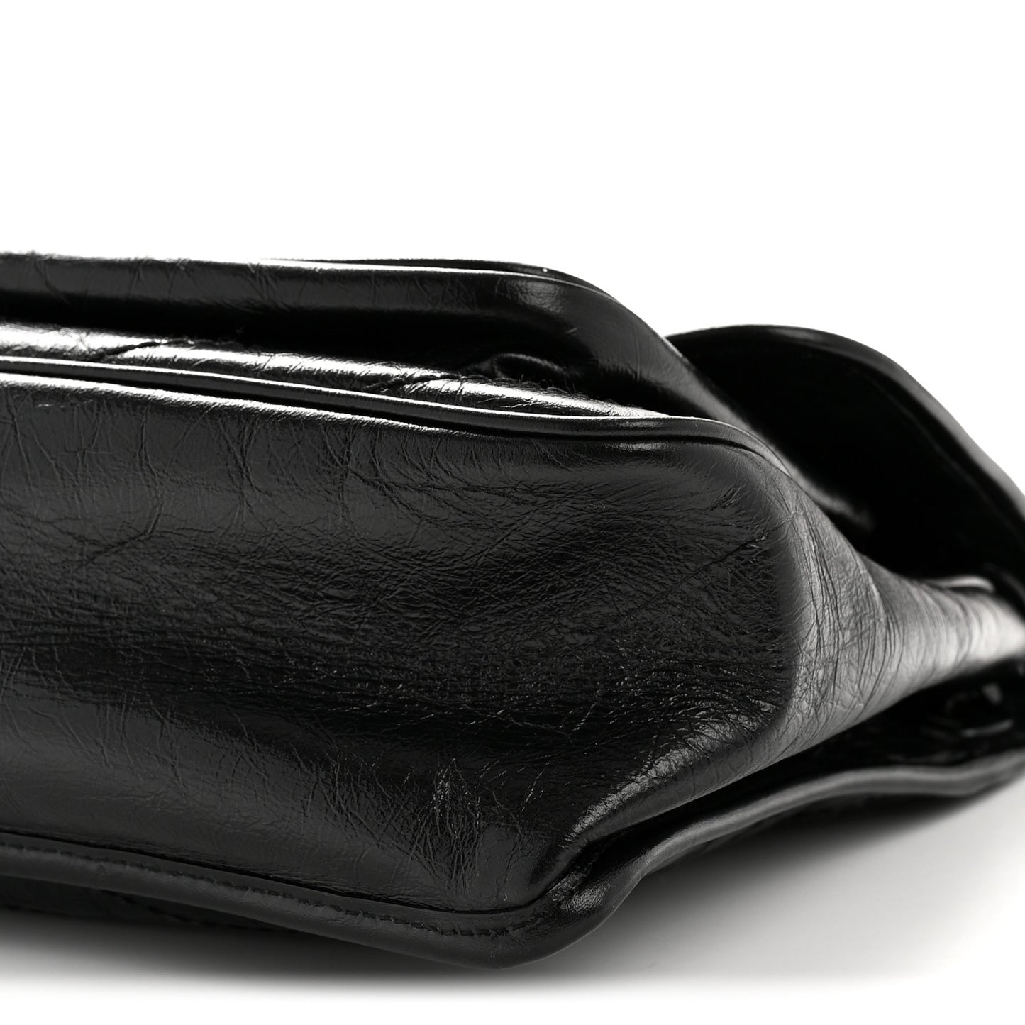 Crinkled Calfskin Matelasse Monogram Medium Niki Chain Satchel Black