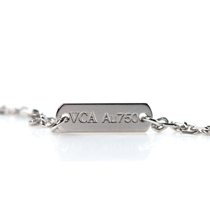 Van Cleef & Arpels 18K White Gold Diamond Guilloche Vintage Alhambra Pendant Necklace 4 of 6