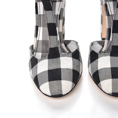 Dolce & Gabbana Gingham Brocade T Bar Pumps 37.5 Black White 11 of 13