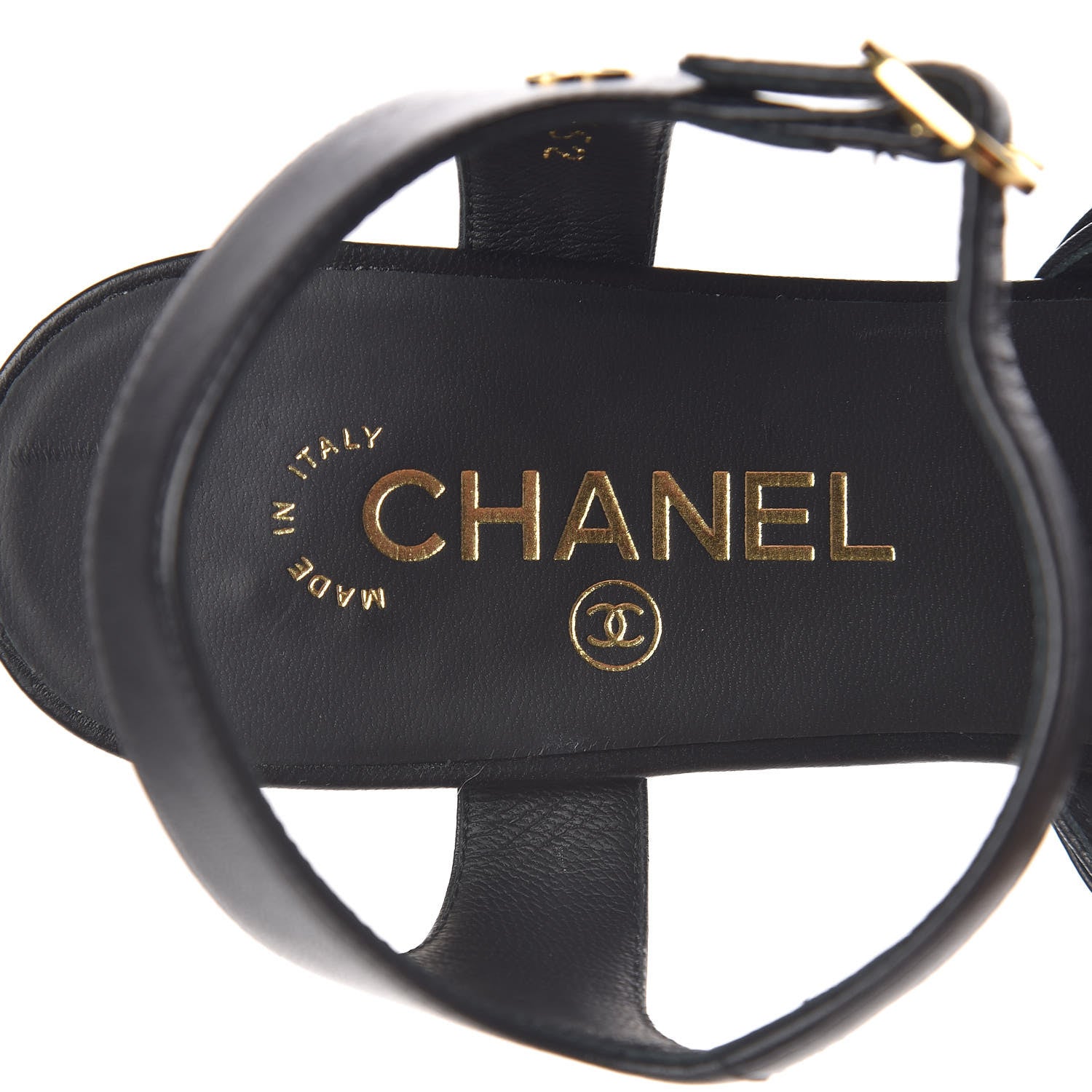 Chanel Lambskin CC Chain Sandals 38 Black 7 of 9