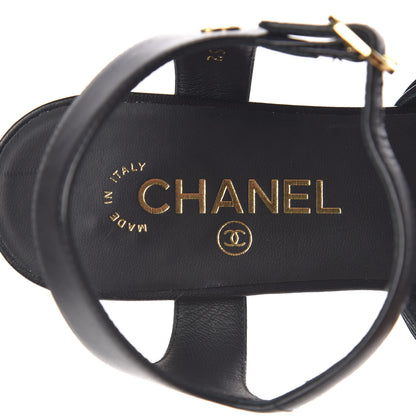 Chanel Lambskin CC Chain Sandals 38 Black 7 of 9