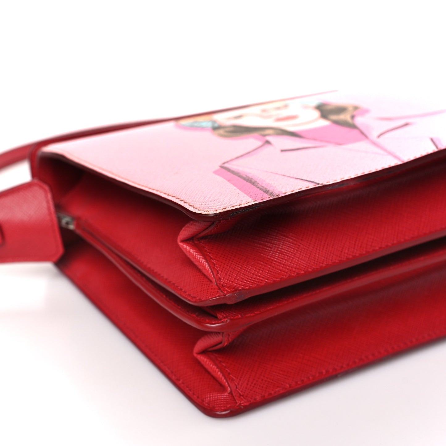 Saffiano Print Shoulder Bag Alabastro Fuchsia