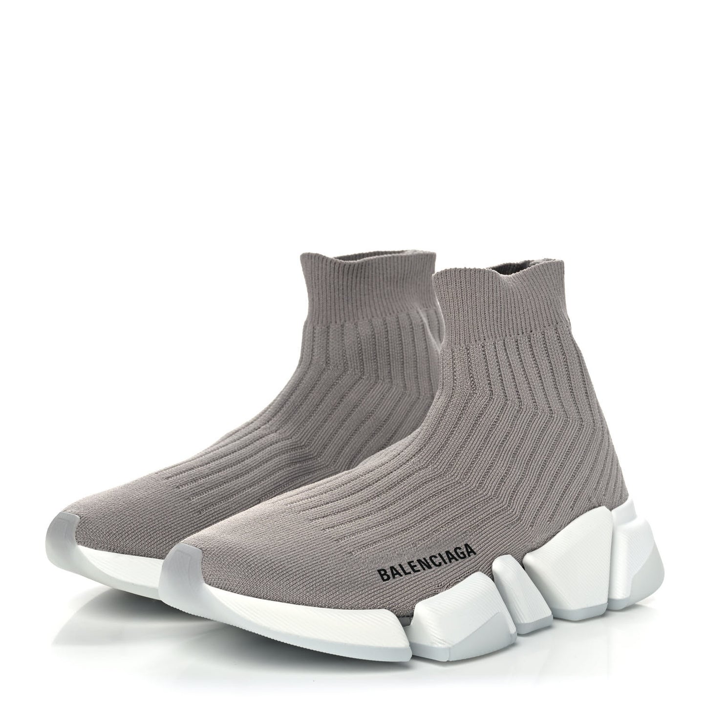 Ribbed Knit Womens Speed 2.0 Transparent Sole Sneakers 36 Baltic Grey White