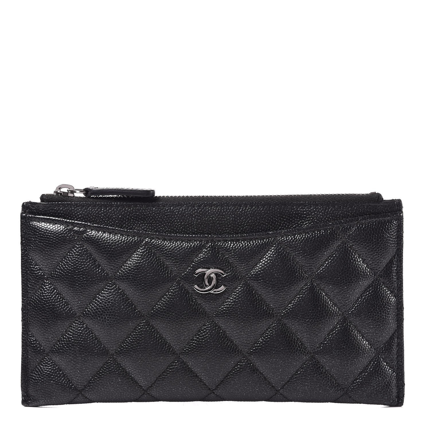 Chanel Iridescent Caviar Quilted Classic Zip Pouch Black 1 of 8