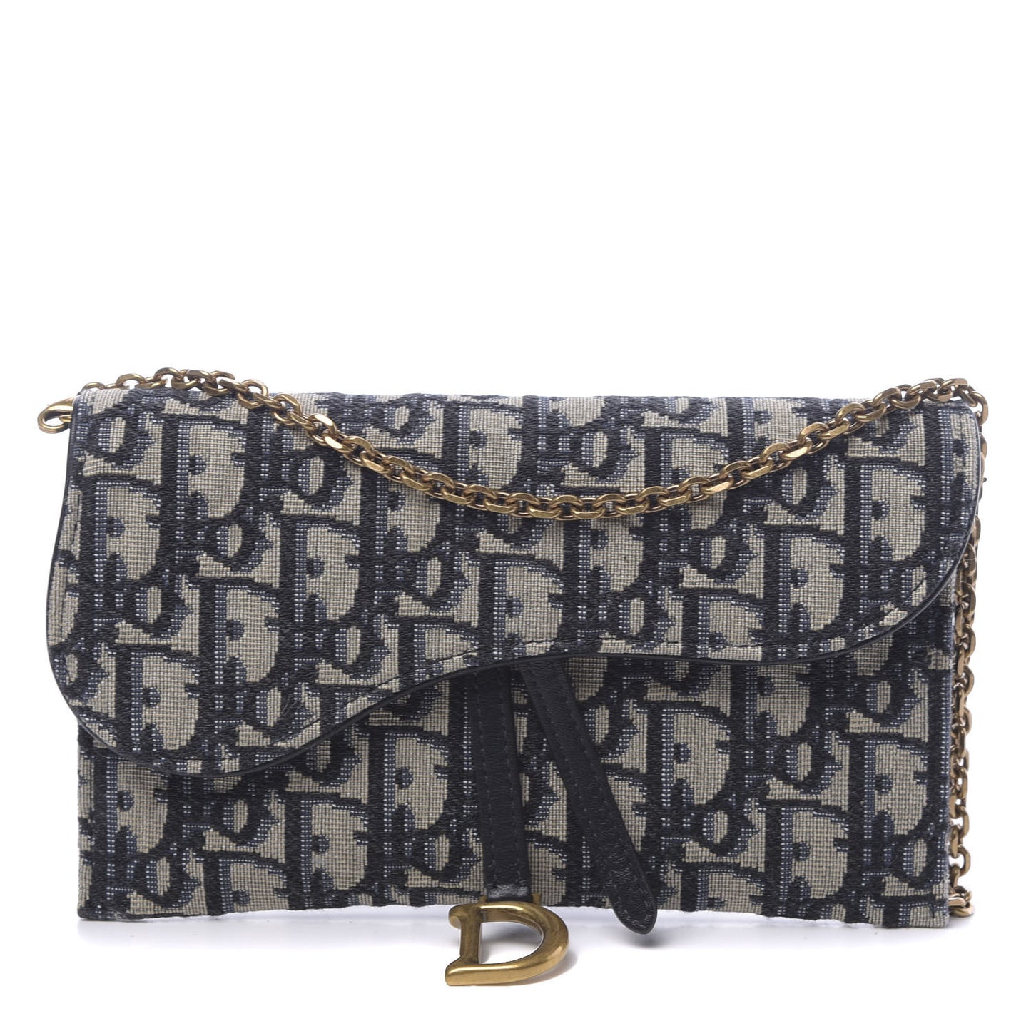 Oblique Saddle Chain Long Wallet Blue