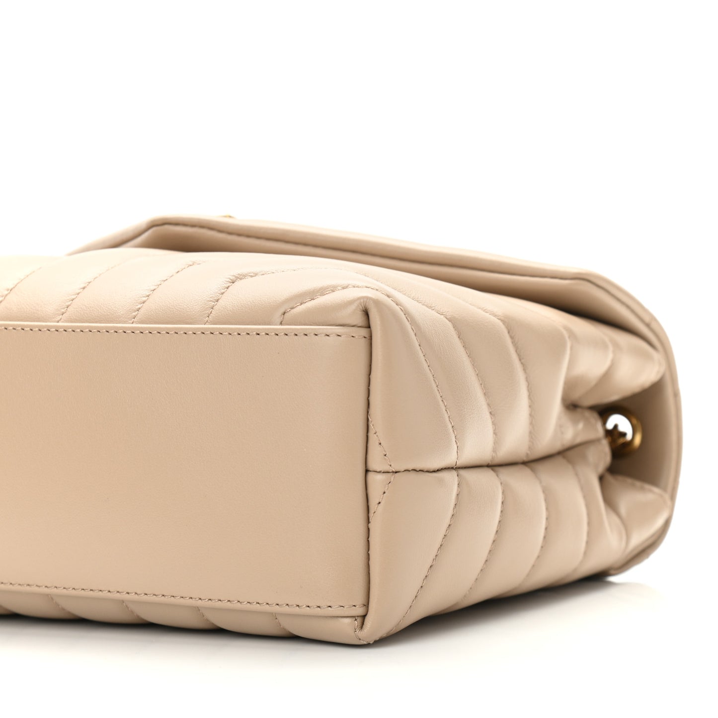 Calfskin Y Quilted Monogram Small Loulou Chain Satchel Dark Beige