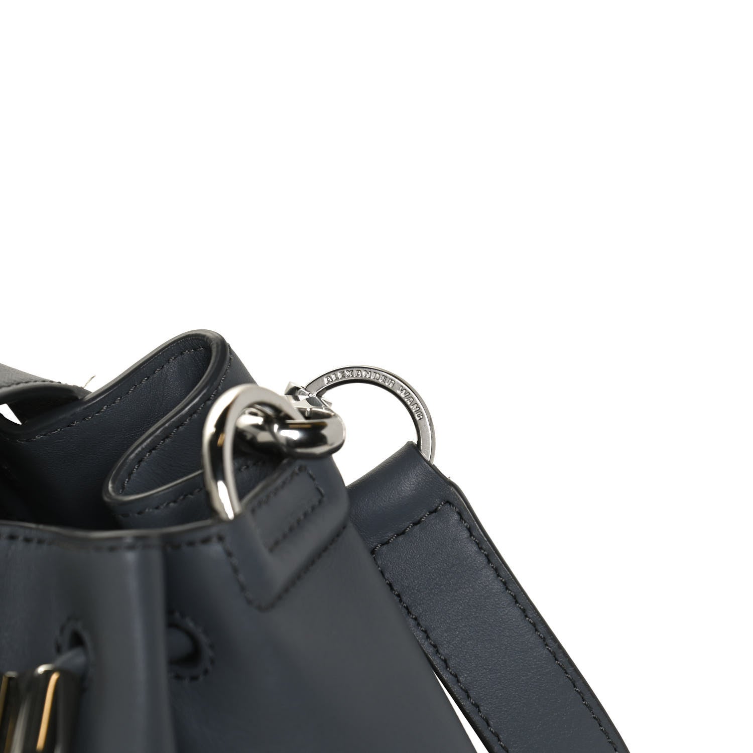Alexander Wang Calfskin Alpha Bucket Bag Grey Silver Hardware 8 of 12