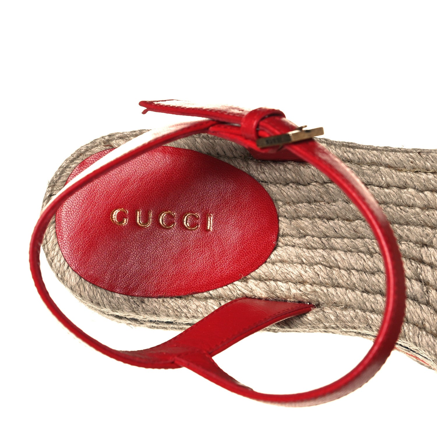 Gucci Cotton Malaga Kid Crochet Pearly GG Lilibeth Espadrille Platform Sandals 37 Hibiscus Red 8 of 10