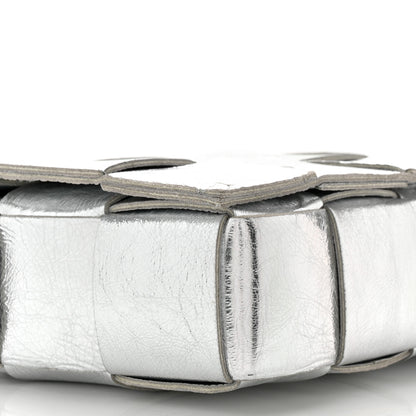 Bottega Veneta Metallic Lambskin Maxi Intrecciato Cassette Crossbody Bag Silver 9 of 10