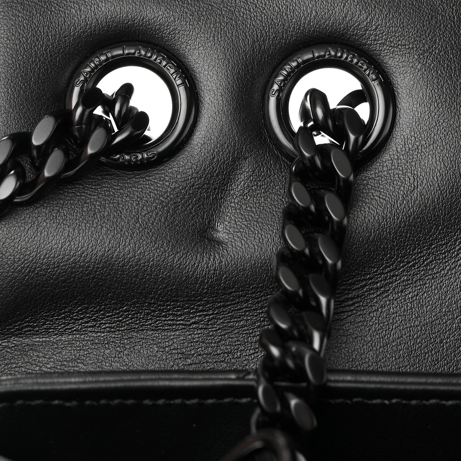 Saint Laurent Calfskin Y Quilted Monogram Monochrome Large Loulou Chain Satchel Black 10 of 17