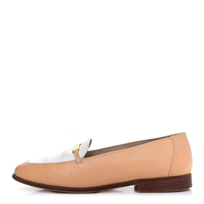 Chanel Calfskin Finition Main Loafers 38 Beige White 1 of 4