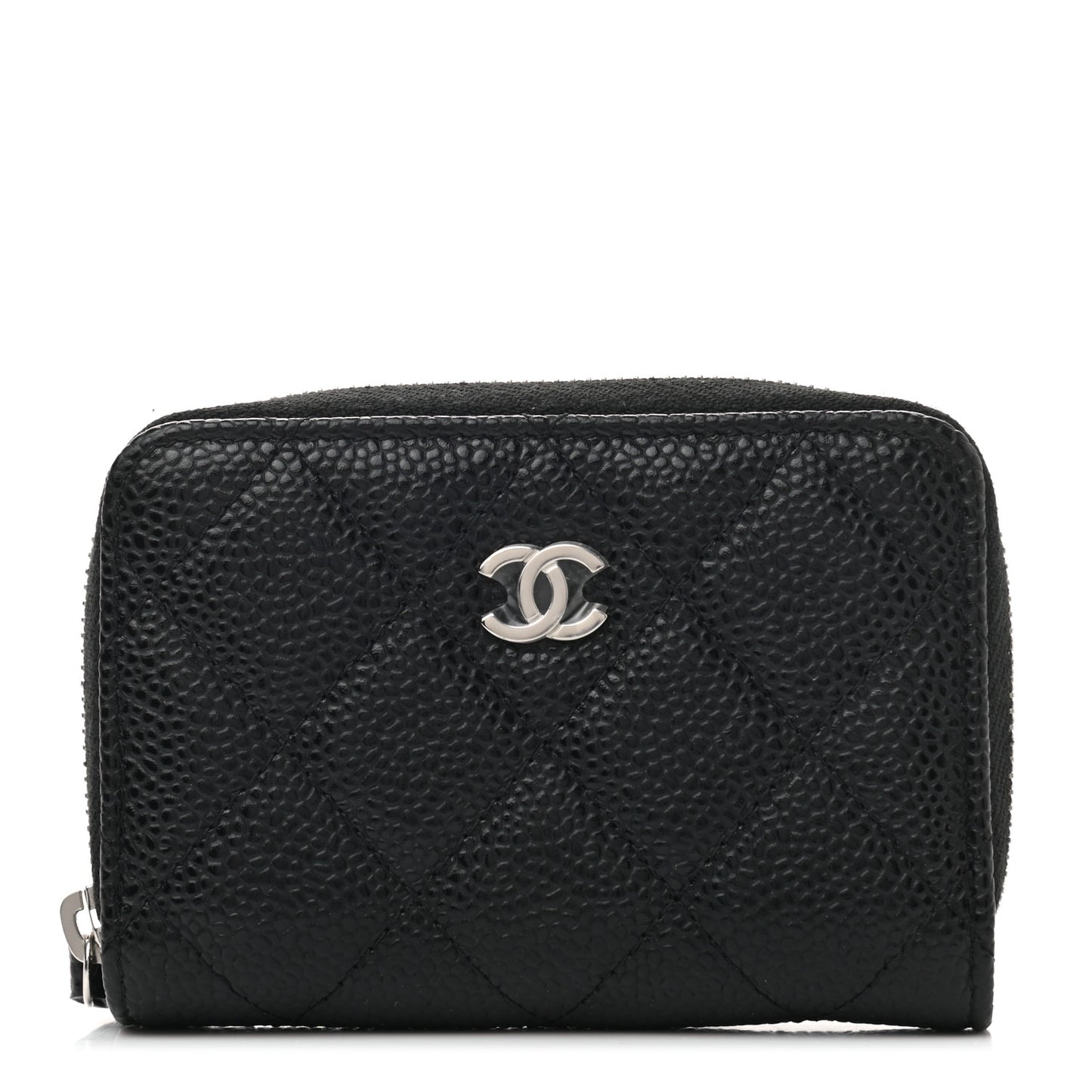 Caviar Quilted Zip Coin Purse Black