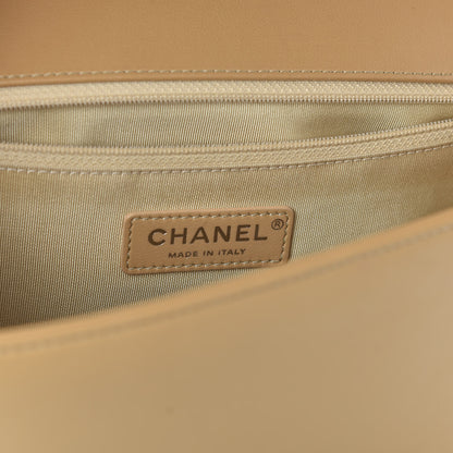 Chanel Calfskin Chevron New Medium Boy Flap Beige 8 of 10