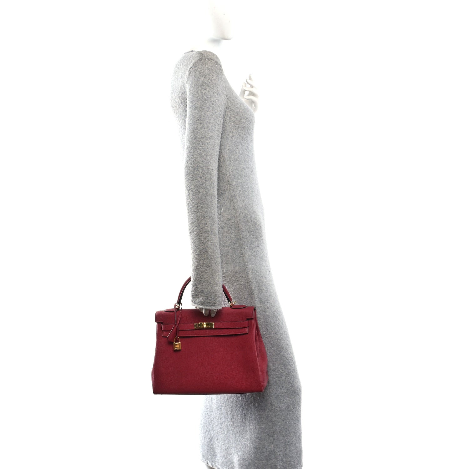 Hermes Togo Kelly Retourne 32 Rouge Grenat 2 of 10