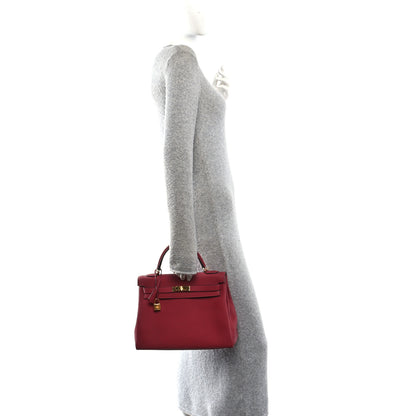 Hermes Togo Kelly Retourne 32 Rouge Grenat 2 of 10