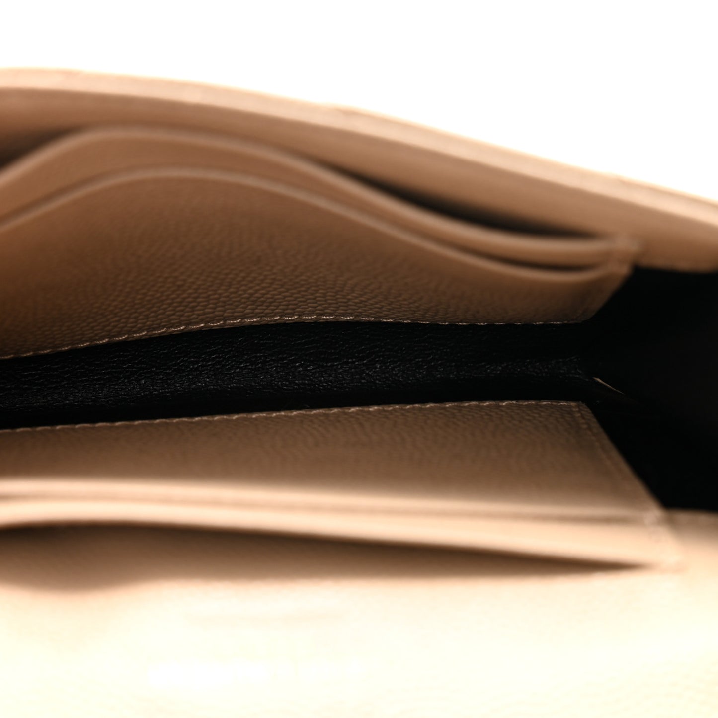 Grain De Poudre Matelasse Chevron Small Monogram Envelope Wallet Dark Beige