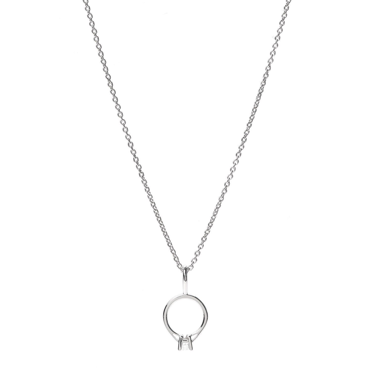 Harry Winston Platinum Diamond Engagement Ring Charm Pendant Necklace 1 of 7