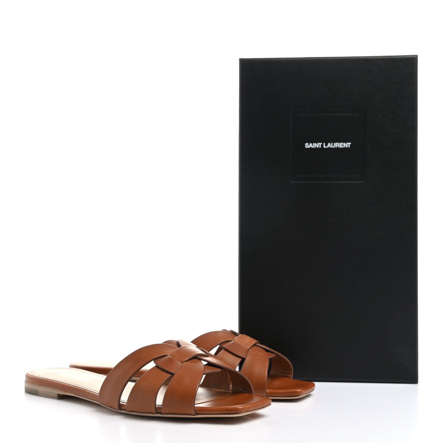 Saint Laurent Calfskin Tribute 05 Slide Sandals 38.5 Amber 9 of 9