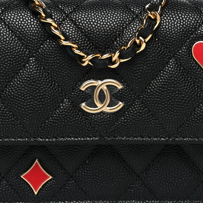 Chanel Caviar Quilted Enamel Coco Casino Flap Phone Holder With Chain Black 10 of 12