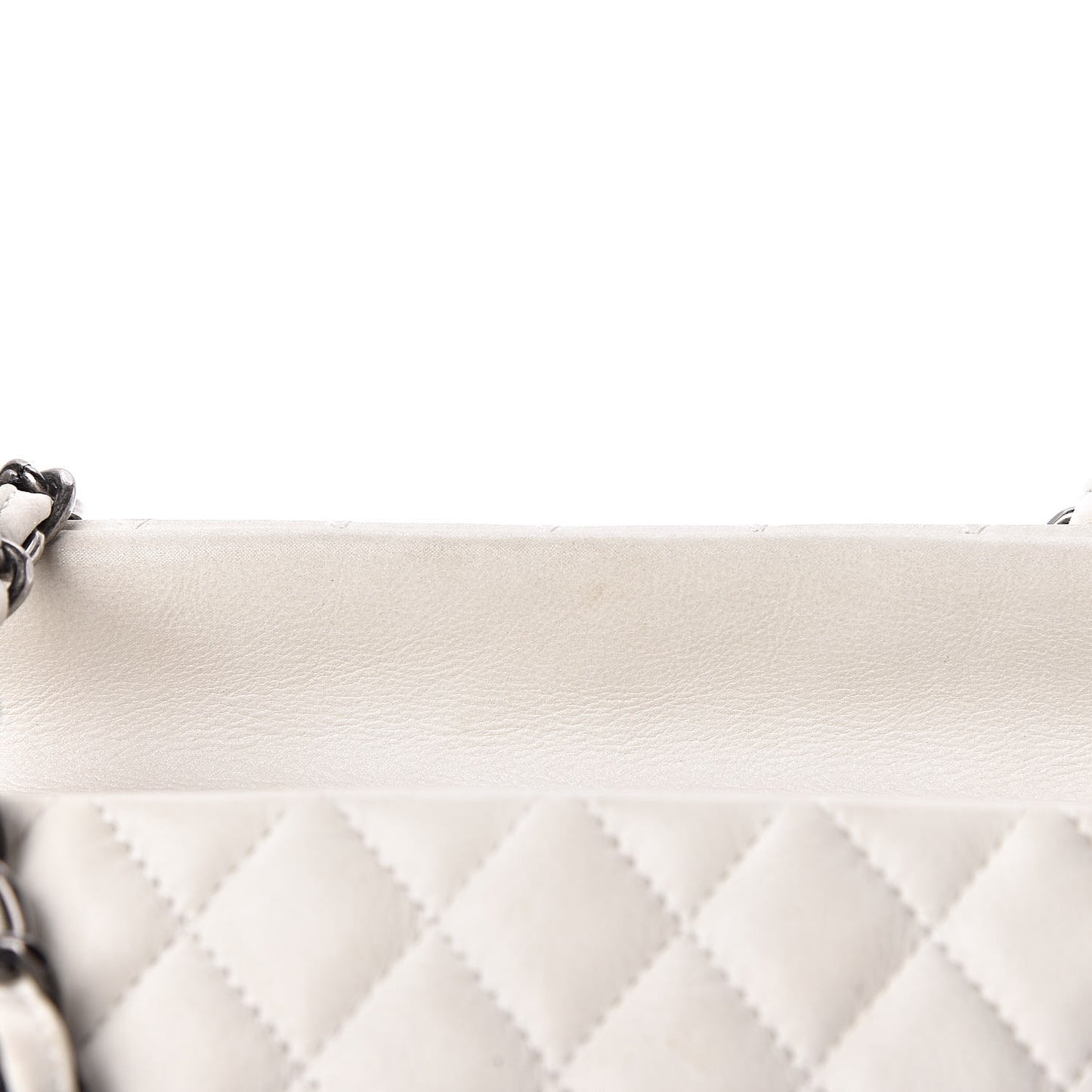 Iridescent Calfskin Chic Quilt Bowling Bag White