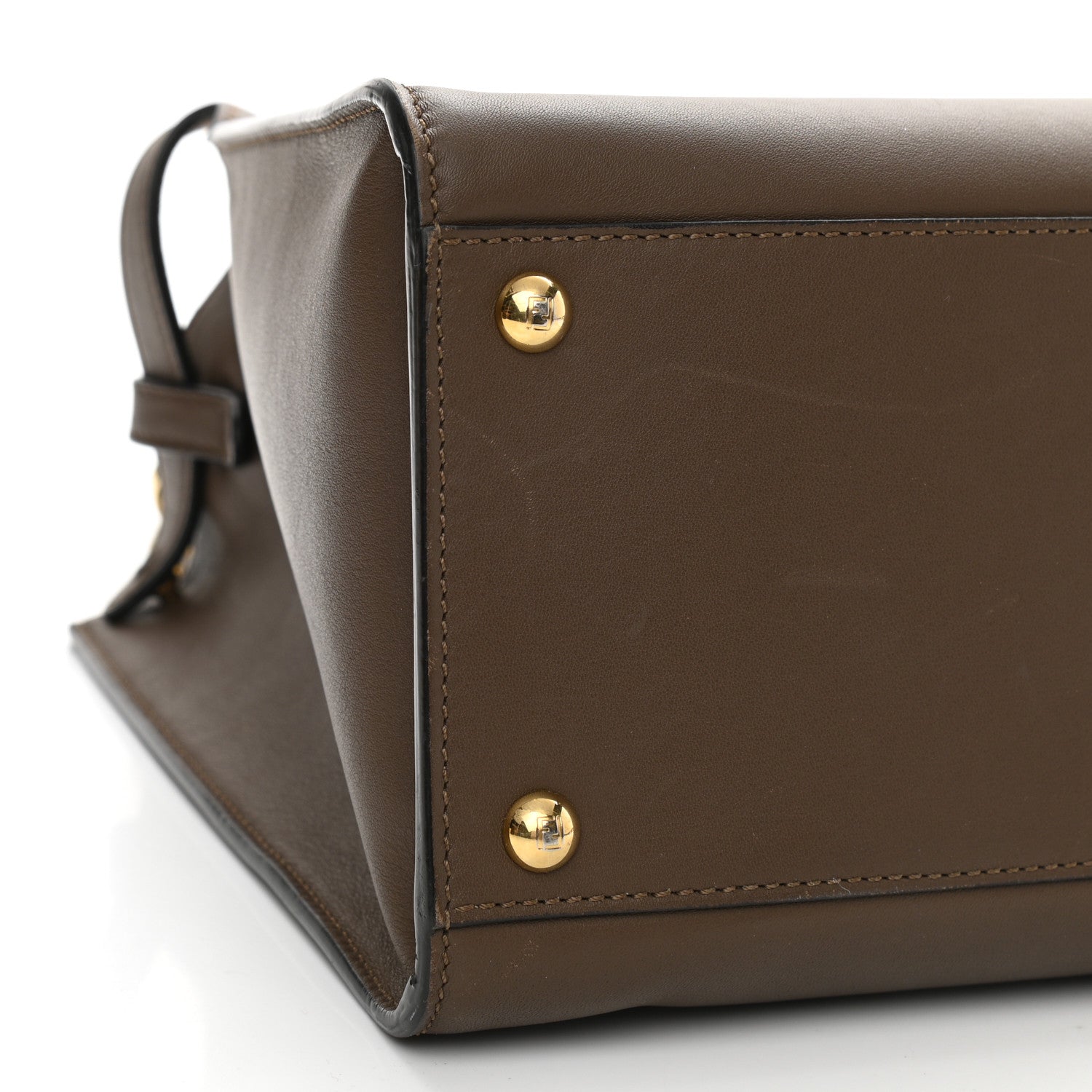 Fendi Vitello Seta Glazed Fabric FF 1974 Medium Peekaboo X-Lite Maya Mogano Panna 10 of 11