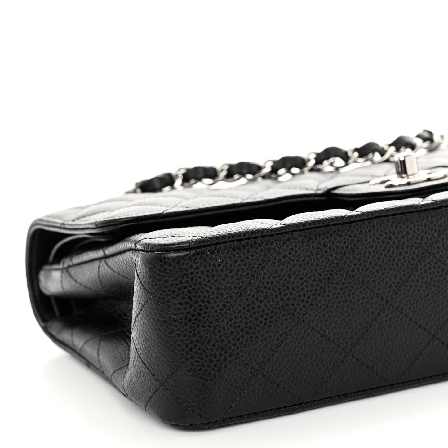 Caviar Quilted Medium Double Flap Black