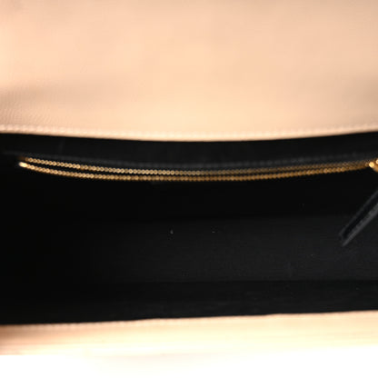 Saint Laurent Grain De Poudre Matelasse Chevron Large Monogram Satchel Dark Beige 5 of 11