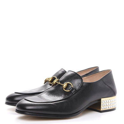 Gucci Goatskin Crystal Womens Horsebit Loafers 38 Black 3 of 10