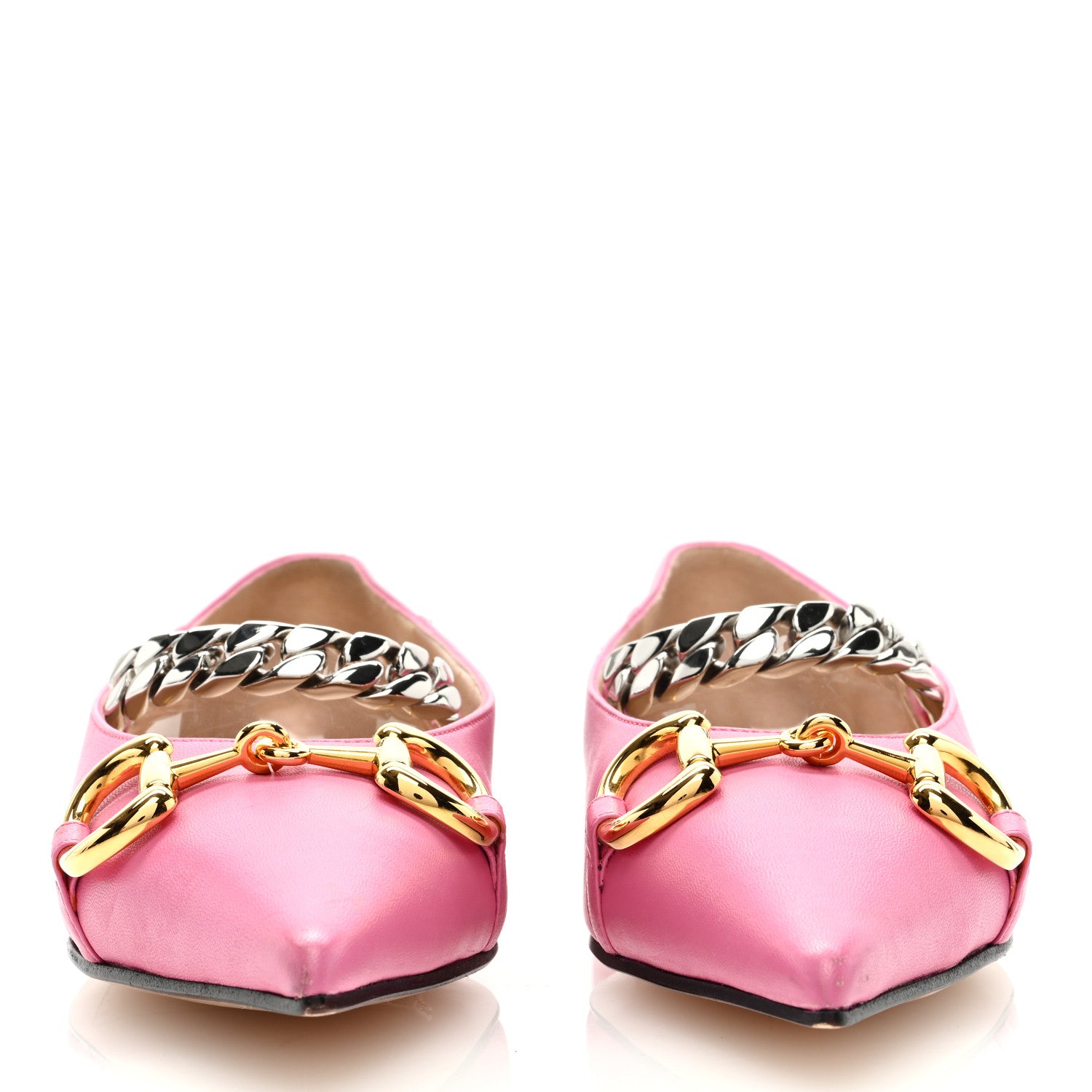 Gucci Nappa Lumiere Deva Horsebit Chain Embellished Flats 37.5 Tropical Flower 3 of 9
