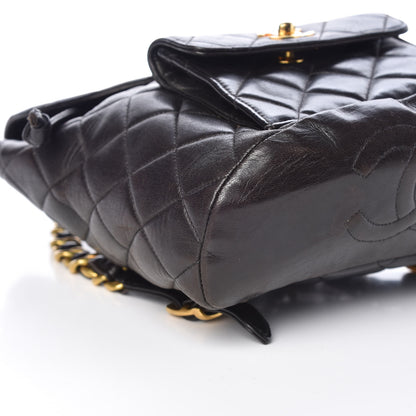 Chanel Lambskin Quilted Drawstring Backpack Black 9 of 10