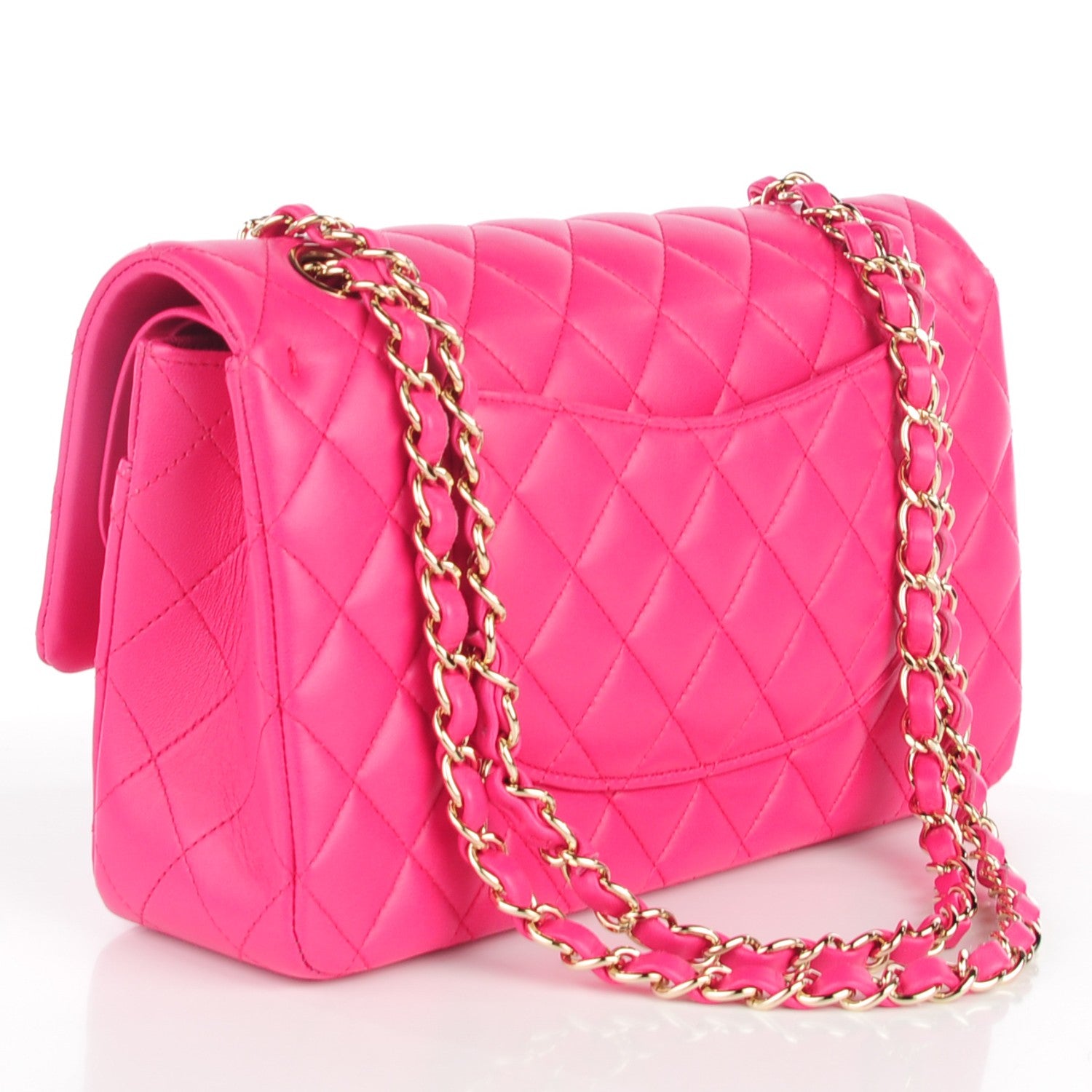 Chanel Lambskin Quilted Medium Double Flap Dark Pink 3 of 8