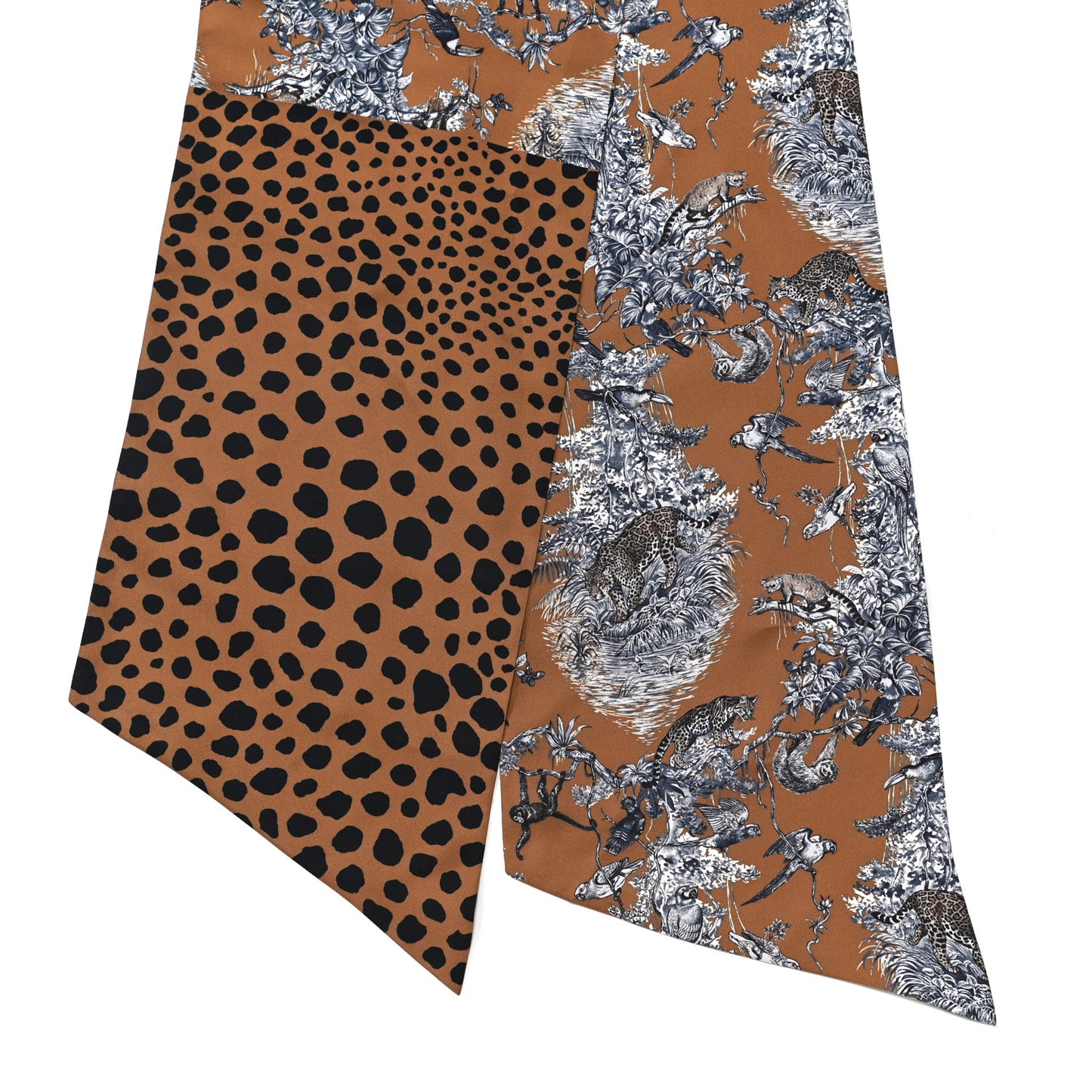 Silk Equateur Maxi Twilly Tabac Gris Bleuete