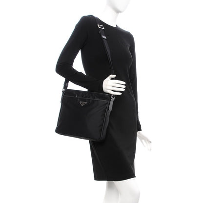 Prada Nylon Flat Messenger Bag Black 2 of 8