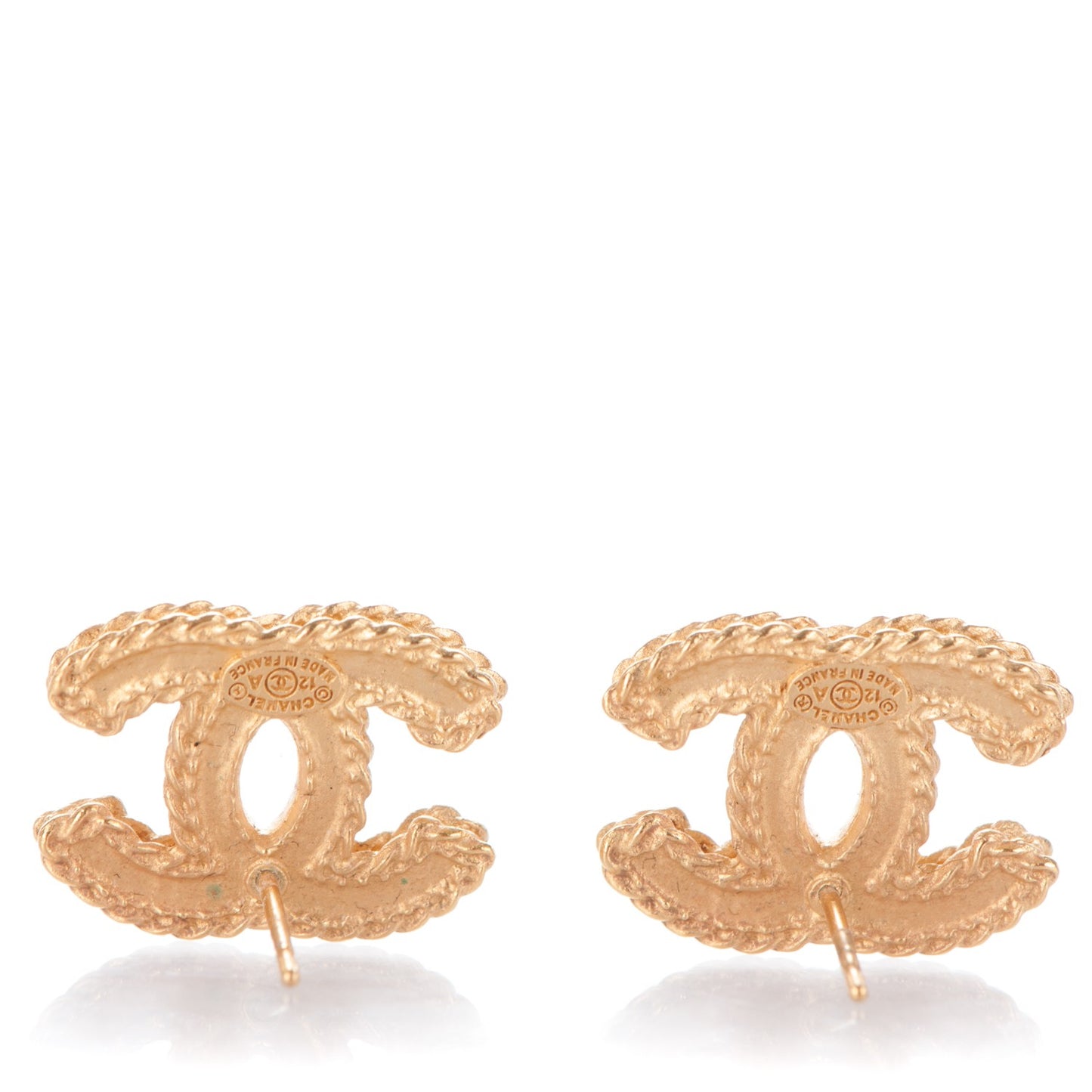 Metal CC Rope Earrings Gold