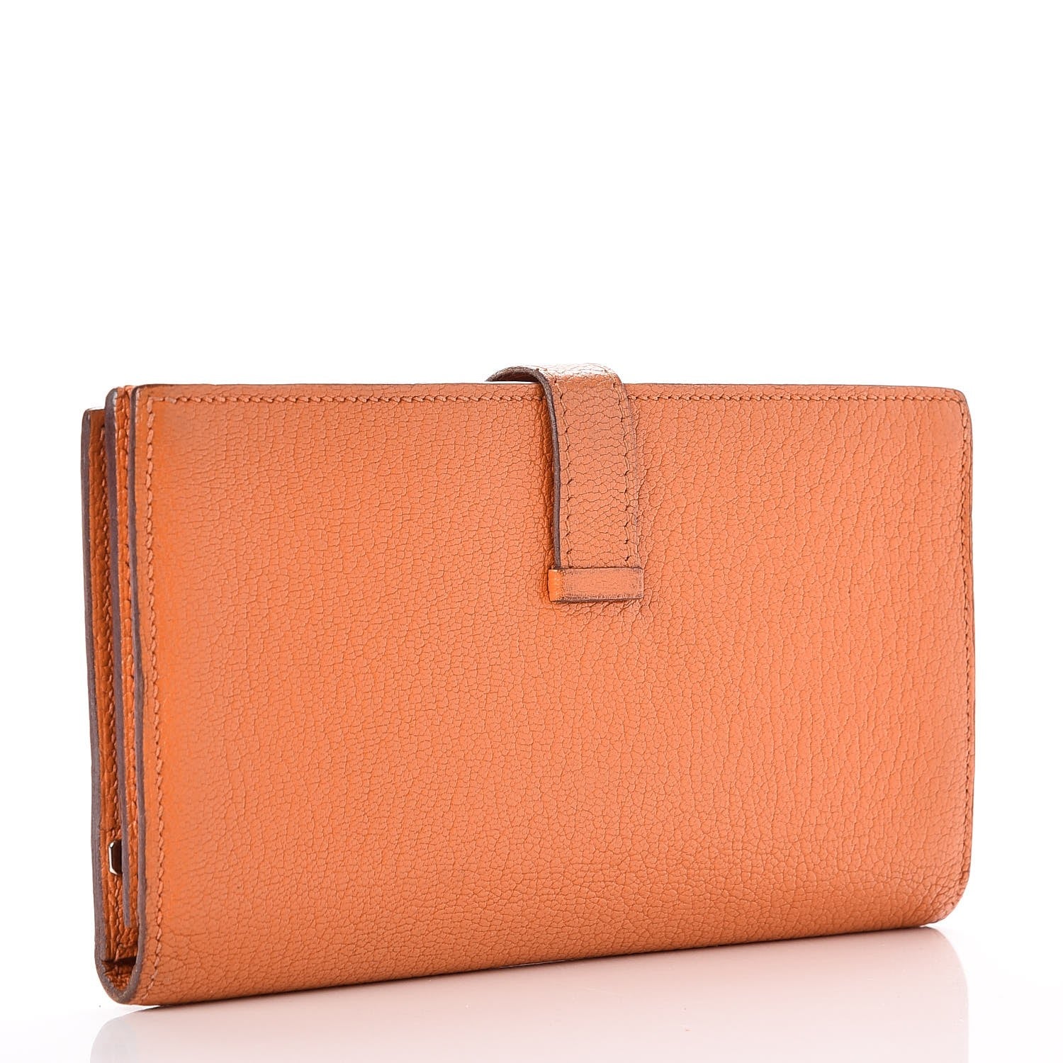 Hermes Chevre Mysore Bearn Gusset Wallet Orange 3 of 7