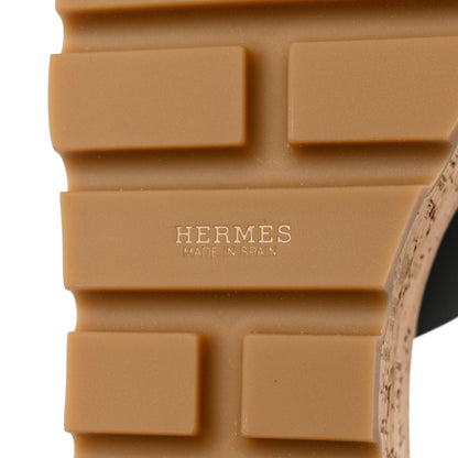 Hermes Calfskin Cork Eze 30 Sandals 35 Black 8 of 9