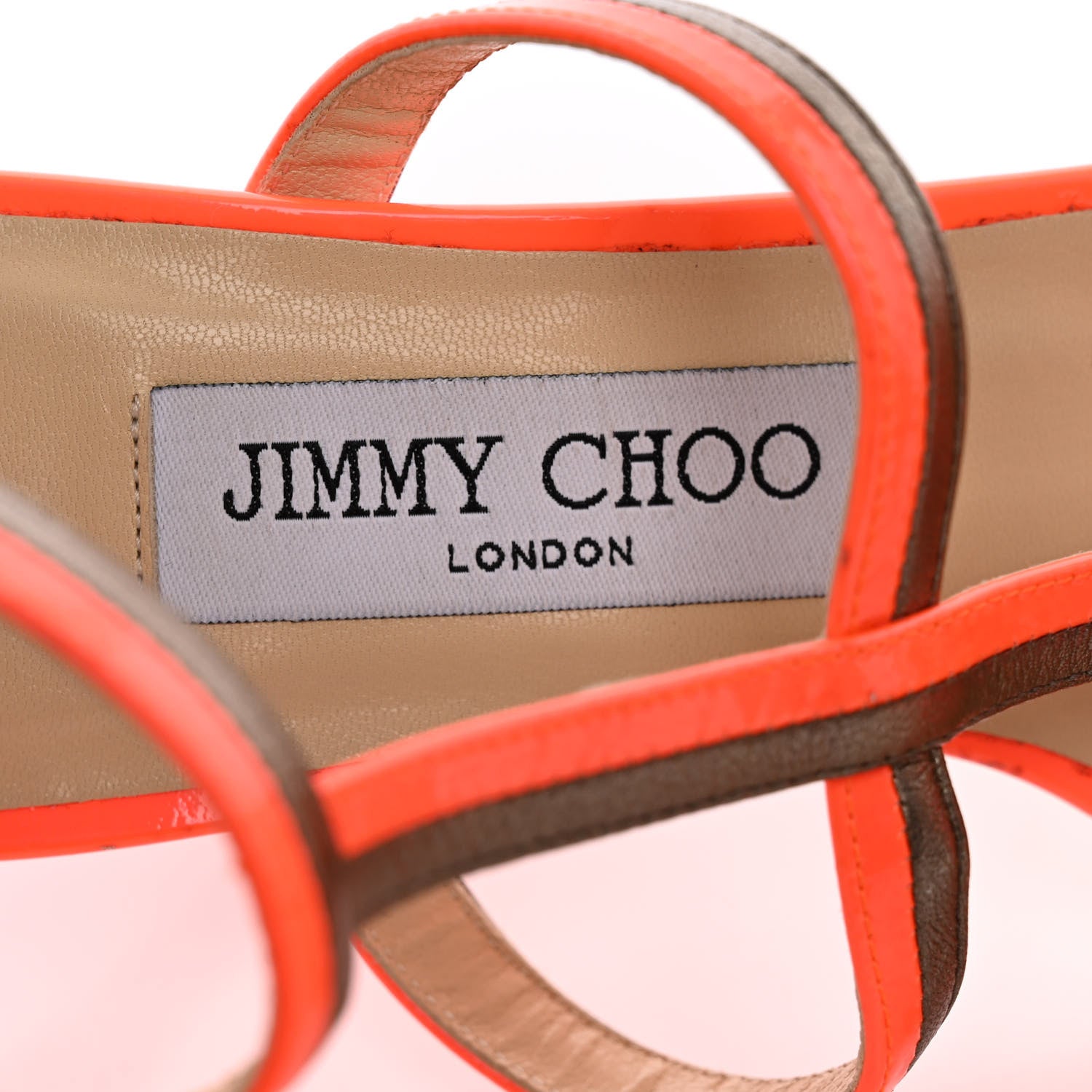 Jimmy Choo Nappa Patent Sandals 37 Neon Flame 7 of 10