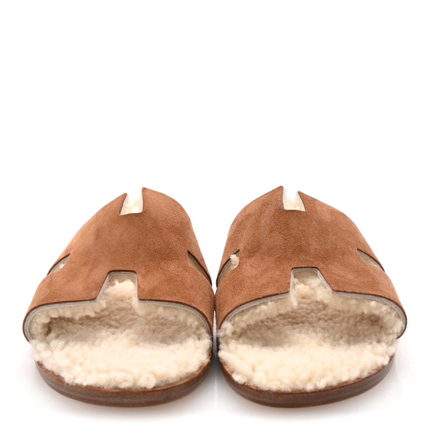Suede Goatskin Shearling Mens Izmir Sandals 42 Marron Teck Ecru