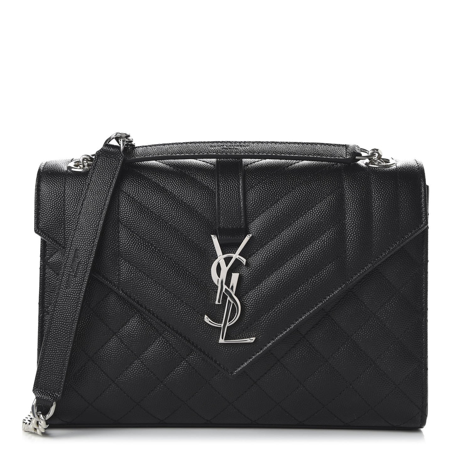 Grain De Poudre Textured Mixed Matelasse Triquilt Medium Monogram Satchel Black