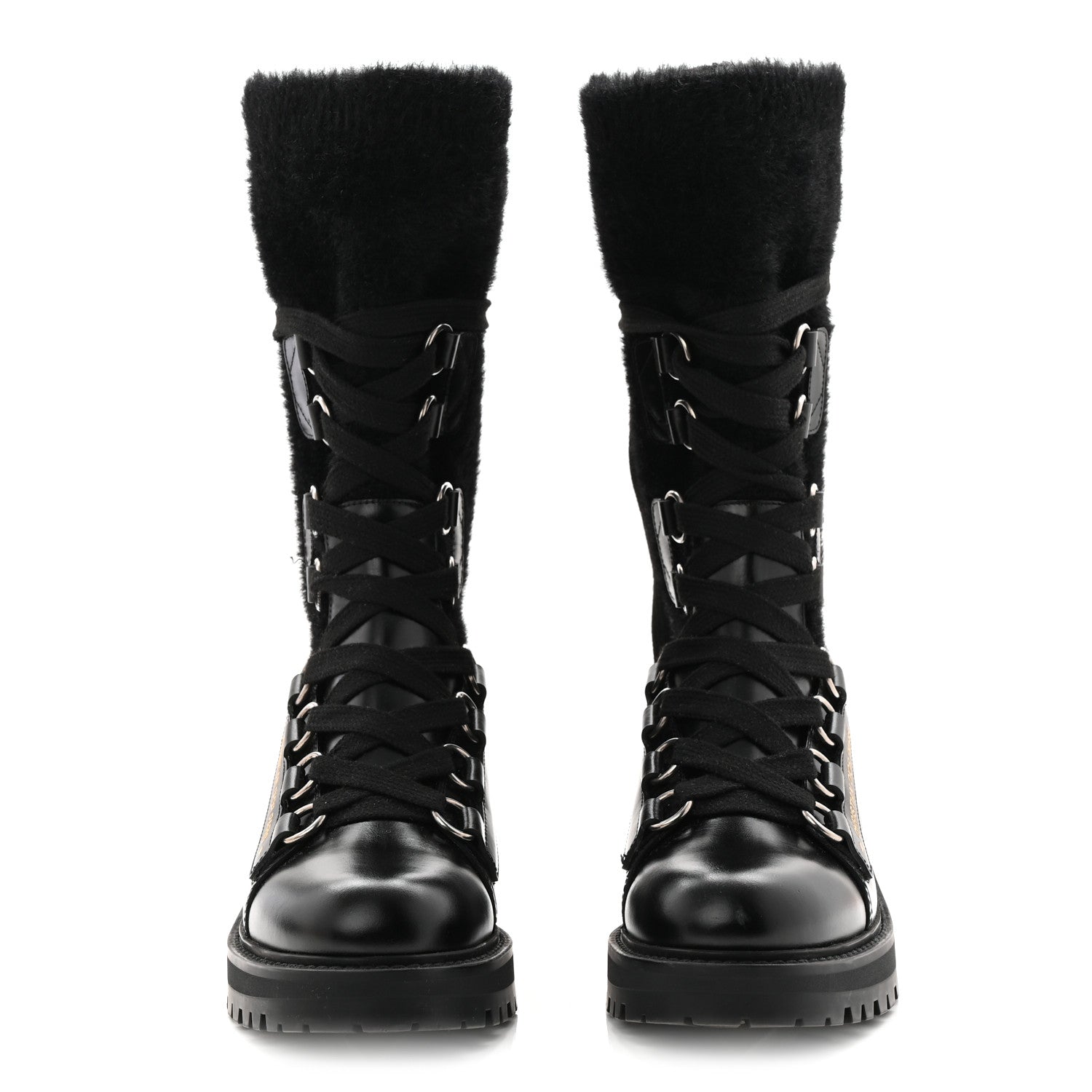 Christian Dior Calfskin Furr Stretch D-Fight Ankle Boots 39.5 Black 3 of 11