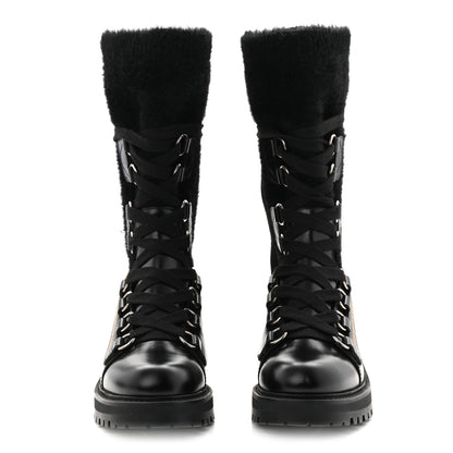 Christian Dior Calfskin Furr Stretch D-Fight Ankle Boots 39.5 Black 3 of 11