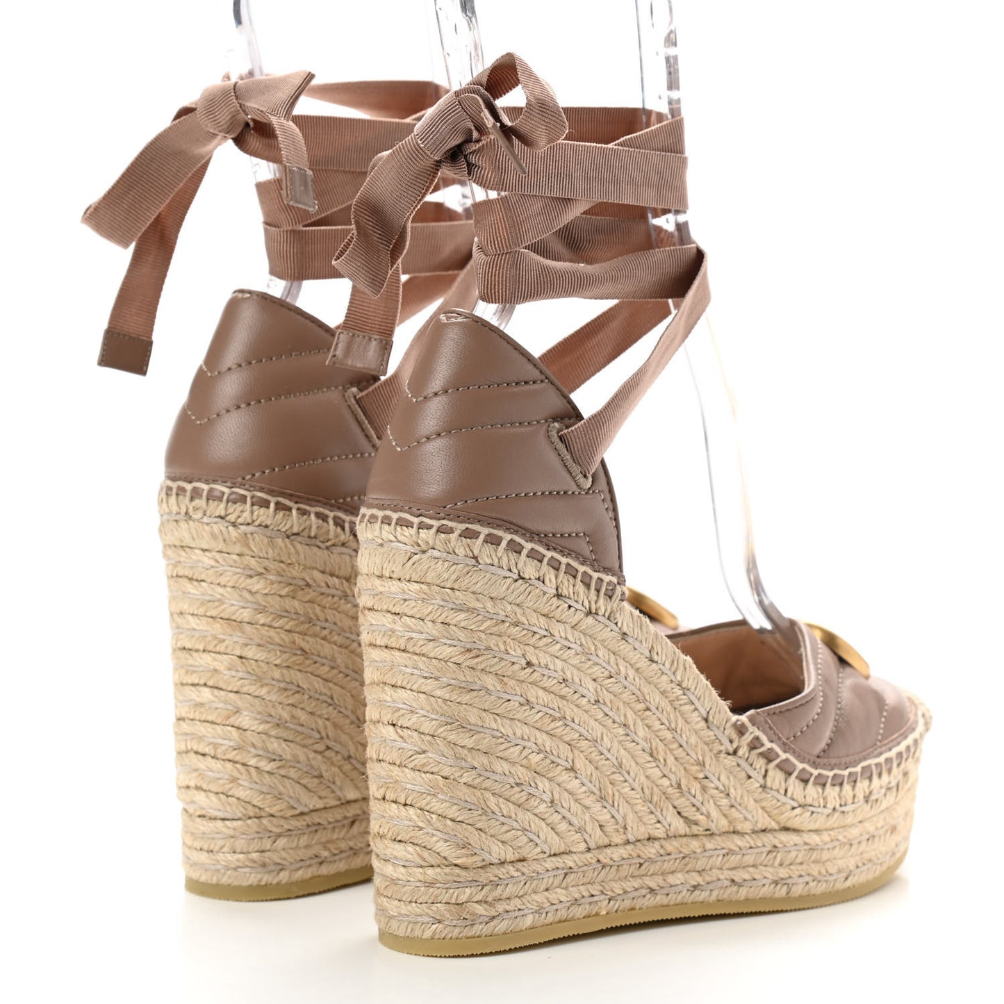 Nappa Matelasse GG Marmont Ankle Wrap Platform 35/120mm Espadrille Wedges 35 Porcelain Rose