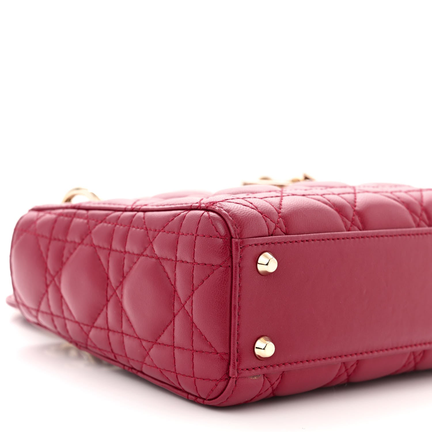 Christian Dior Lambskin Cannage Mini Lady Dior Red 9 of 10