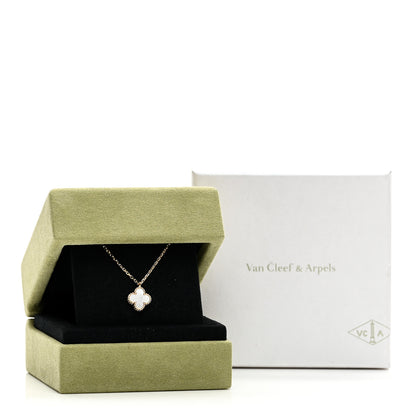 Van Cleef & Arpels 18K Yellow Gold Mother of Pearl Sweet Alhambra Pendant Necklace 6 of 6