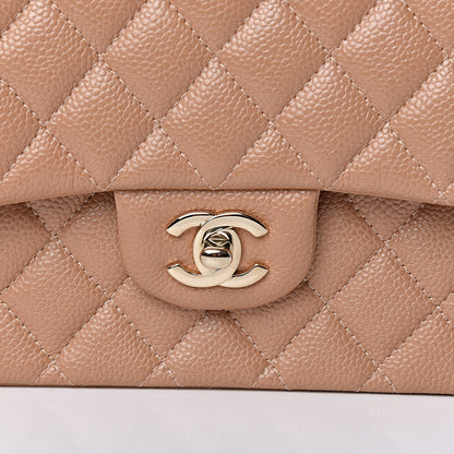 Chanel Caviar Quilted Medium Double Flap Beige 10 of 11